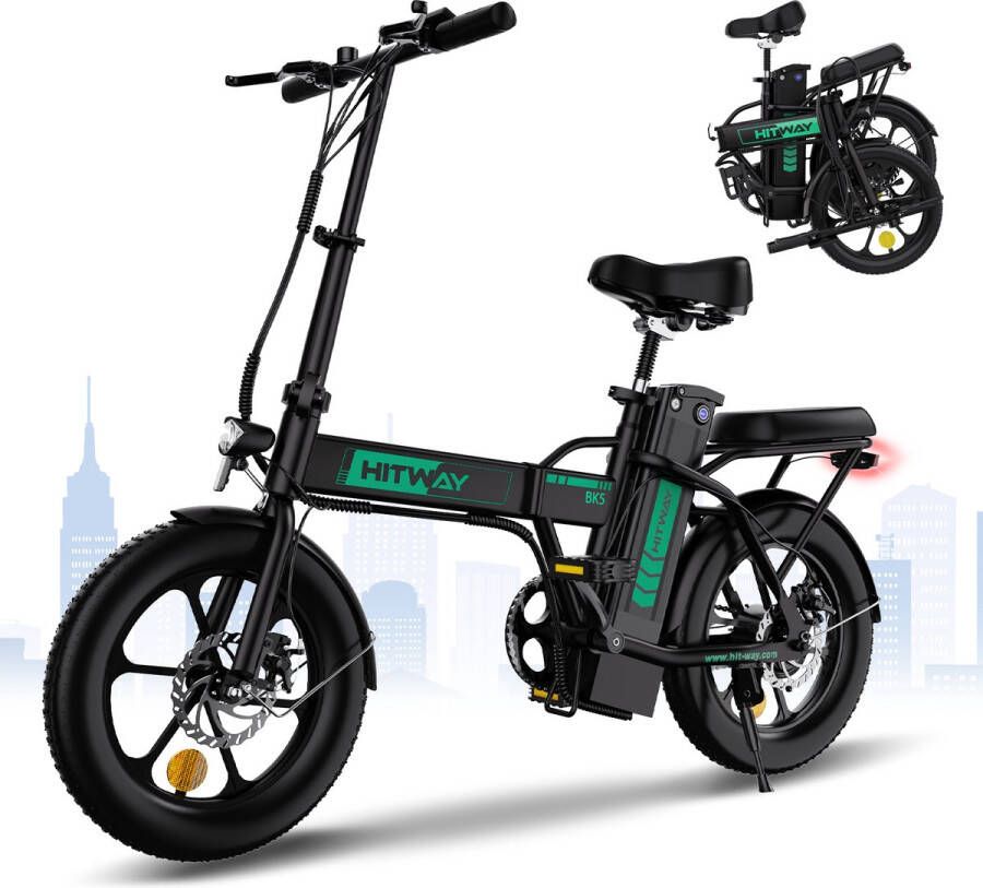 Hitway BK5 Elektrische Fiets E-Bike Opvouwbaar 16 Inch 25km h Zwart