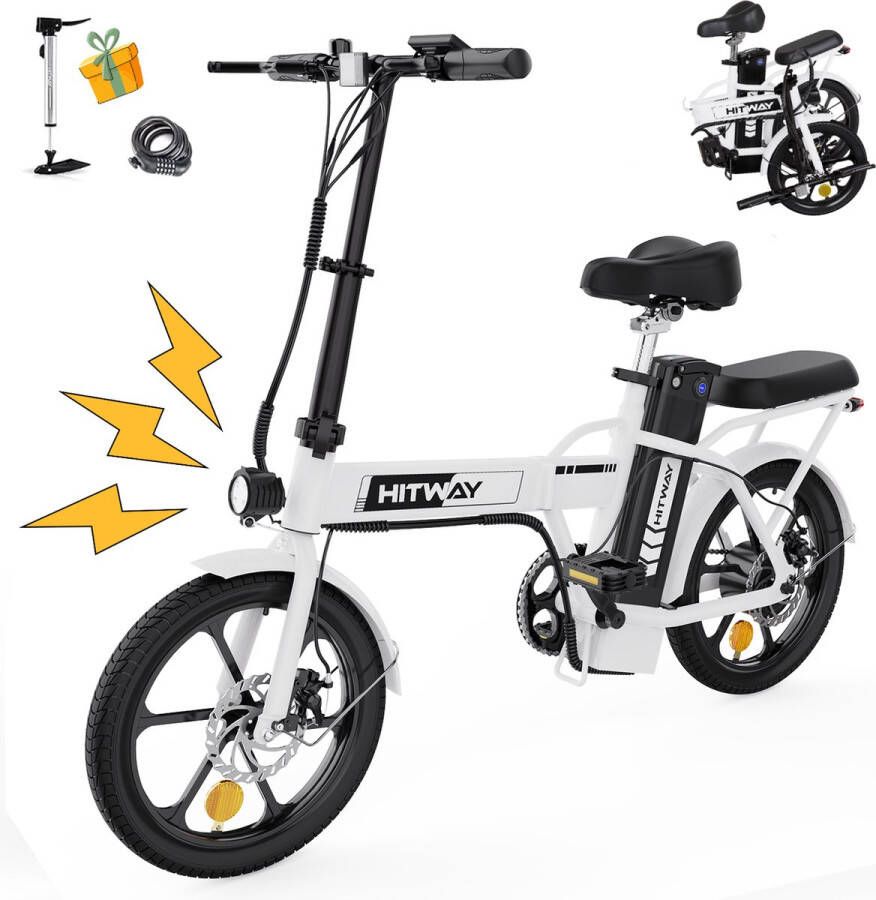 Hitway BK5 Elektrische Fiets Opvouwbaar E-Bike 250W- 8 4Ah Wit