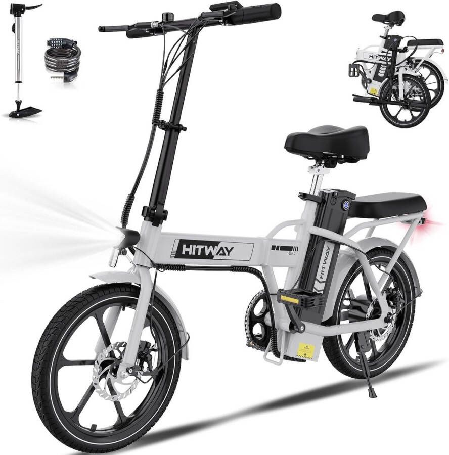 Hitway BK5 Elektrische Fiets Opvouwbare E-bike 16 Inch 250W Motor Wit