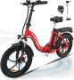 Hitway BK6 Elektrische Fiets Opvouwbare E-bike 20 Inch Fat Tire 250W Motor 11.2Ah Rood - Thumbnail 2