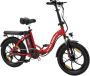 Hitway BK6 Elektrische Fiets Opvouwbare E-bike 20 Inch Fat Tire 250W Motor 11.2Ah Rood - Thumbnail 1