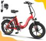 Colorway BK6S1 Elektrische Fiets Opvouwbare E-bike 20 Inch Fatbike 36V 12AH 25km h 7 Versnellingen IP54 Waterdicht Rood - Thumbnail 2