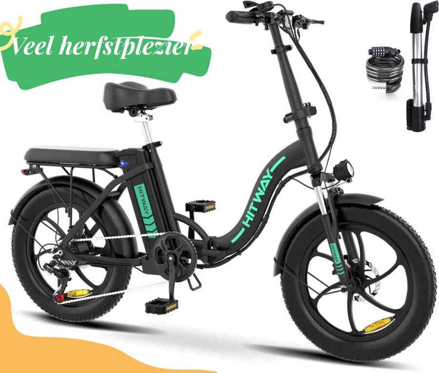 Hitway BK6S Elektrische Fiets Opvouwbare E-bike 20 Inch Fatbike 25km h 7 Versnellingen Zwart