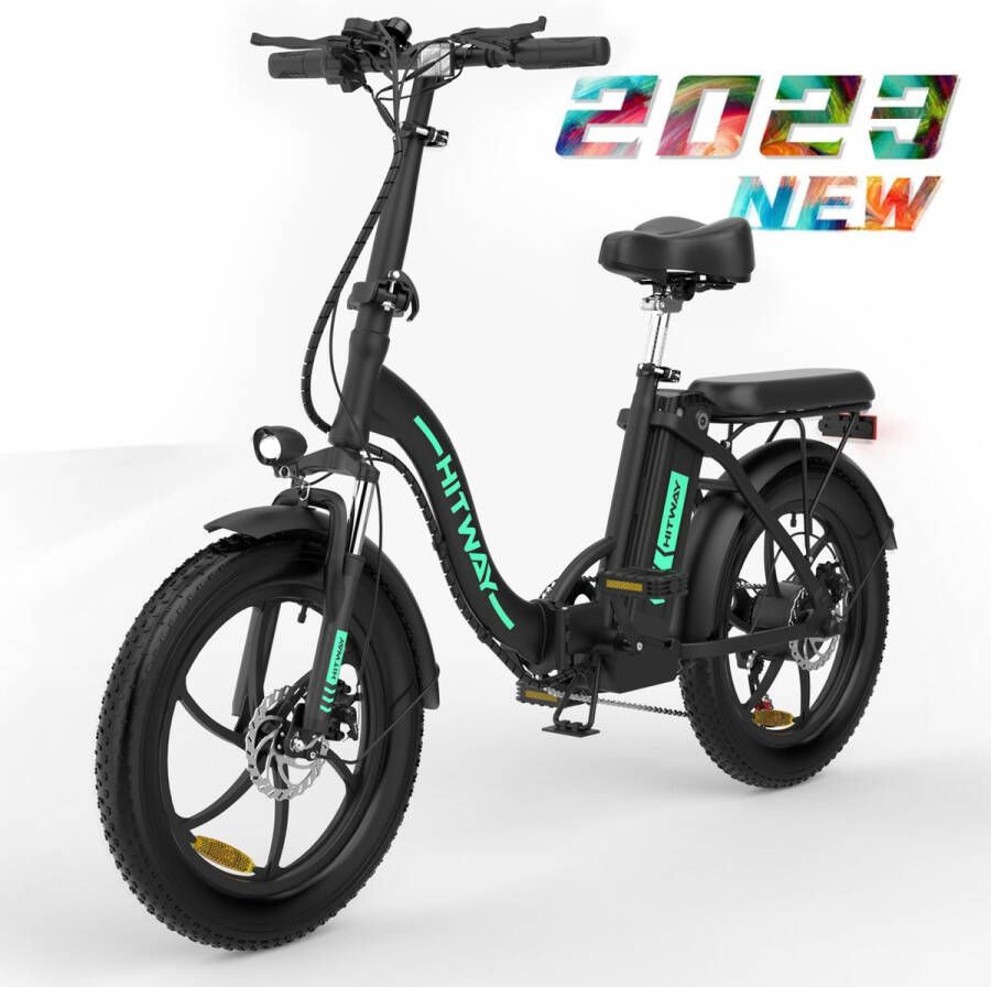 Hitway E-Bike Elektrische Fiets 20 Inch Fat Tire E-Bicycle Vouwfiets 250 W 11 2 Ah Accu Max. Bereik tot 35-90 km offroad-mountainbike met Shimano 7-versnellingen City EBike Groen zwart