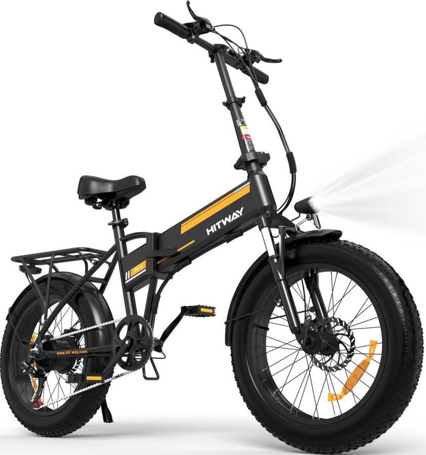 Hitway Elektrische Fiets BK10 E-bike 250W Motor 12Ah 20 Inch Zwart Oranje