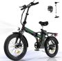 Hitway Elektrische Fiets BK11 20*3.0 Inch Fat Tire City Commuter EBike met Afneembare 36V 12Ah Lithium Batterij Opvouwbaar Mountain E-Bike met 250W Motor 7 Versnellingen IP54 Waterdicht - Thumbnail 1