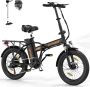 Hitway Elektrische Fiets BK11 E-bike 250W Motor Fat Tire 11 2Ah 20 Inch Zwart Oranje - Thumbnail 2