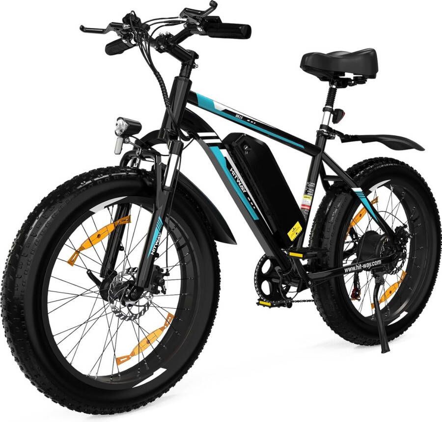 Hitway Elektrische Fiets BK15 26*4.0 Inch Mountain EBike met Afneembare 48V 15Ah Lithium Batterij City Commuter E-Bike met 250W Motor 7 Versnellingen IP54 Waterdicht