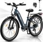 Hitway Elektrische Fiets BK16 Trendy 26*3.0 Inch City Commuter EBike met Afneembare 48V 18Ah Lithium Batterij Mountain E-Bike met 250W Motor 7 Versnellingen IP54 Waterdicht - Thumbnail 1