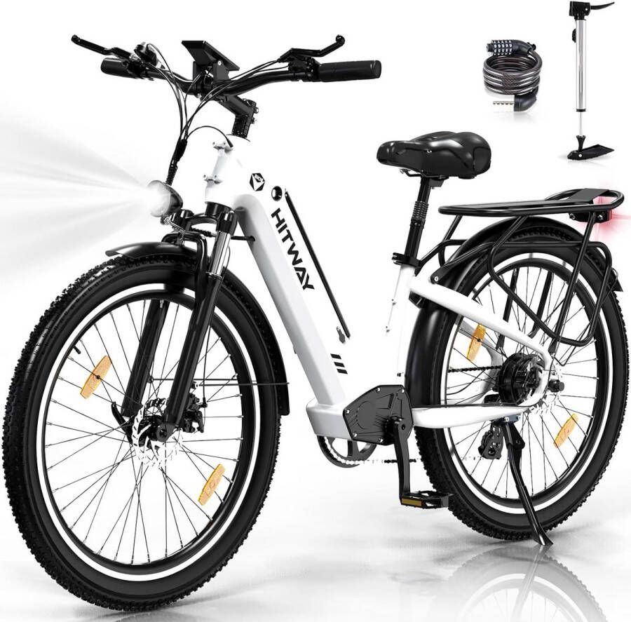 Hitway Elektrische Fiets BK16 Trendy 26*3.0 Inch City Commuter EBike met Afneembare 48V 18Ah Lithium Batterij Mountain E-Bike met 250W Motor 7 Versnellingen IP54 Waterdicht