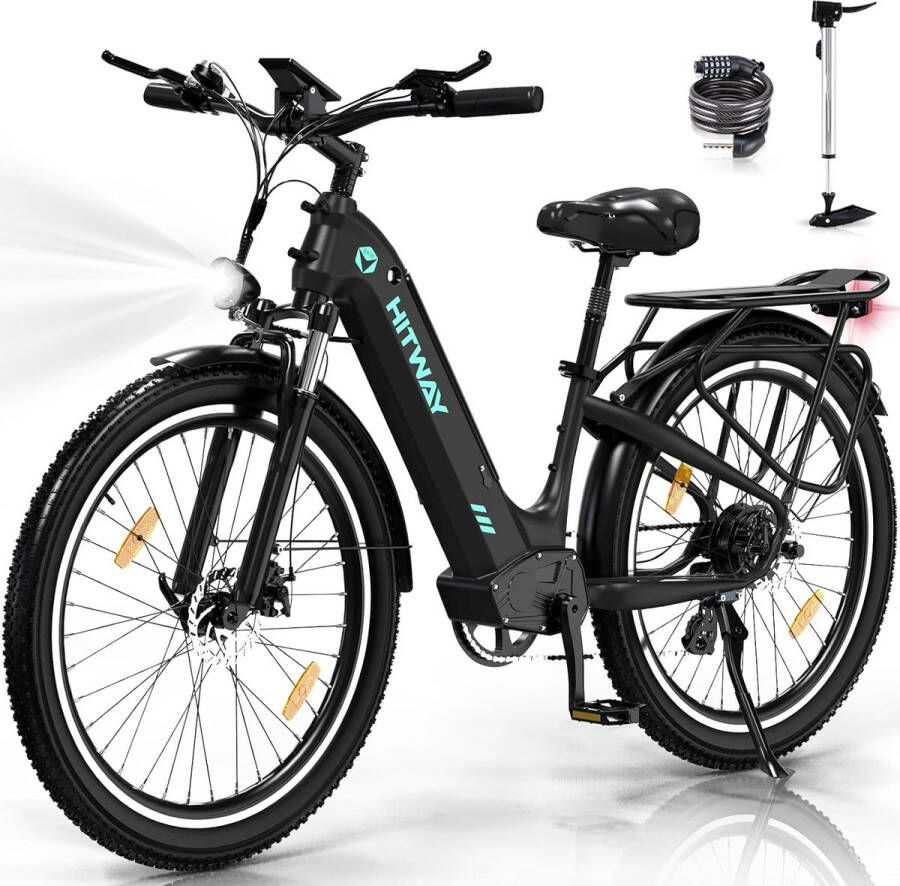 Hitway Elektrische Fiets BK9S Trendy 26*4.0 Inch Fatbike Mountain Snow EBike met Afneembare 48V 16Ah Lithium Batterij City Commuter E-Bike met 250W Motor 7 Versnellingen IP54 Waterdicht