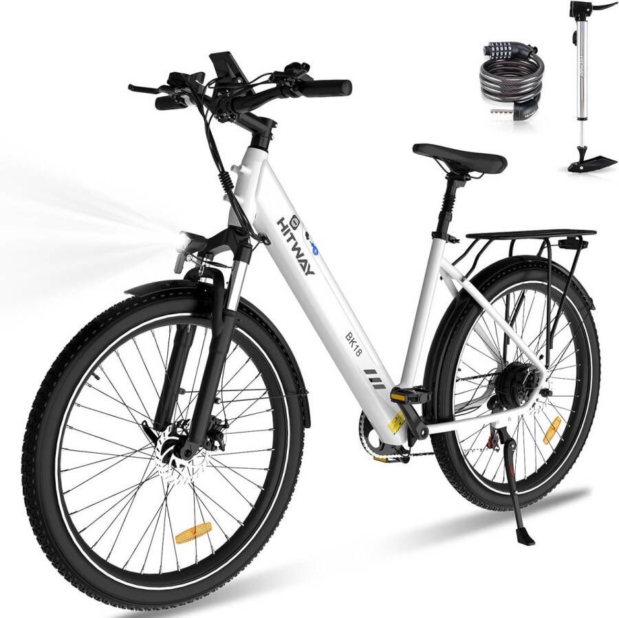 Hitway Elektrische Fiets BK18 Trendy 27.5*2.8 Inch City Commuter EBike met Afneembare 36V 12Ah Lithium Batterij Mountain E-Bike met 250W Motor 7 Versnellingen IP54 Waterdicht