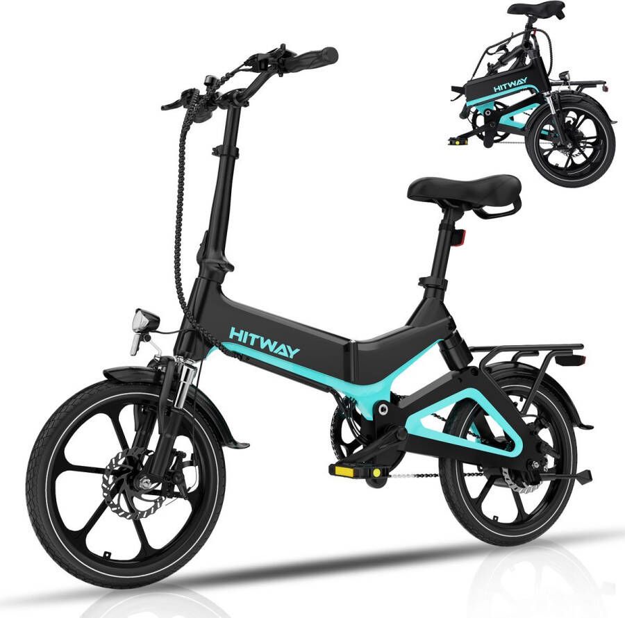 Hitway Elektrische Fiets BK2 16 Inch City Commuter EBike met Afneembare 36V 7.8Ah Lithium Batterij Opvouwbaar Mountain E-Bike met 250W Motor IP54 Waterdicht