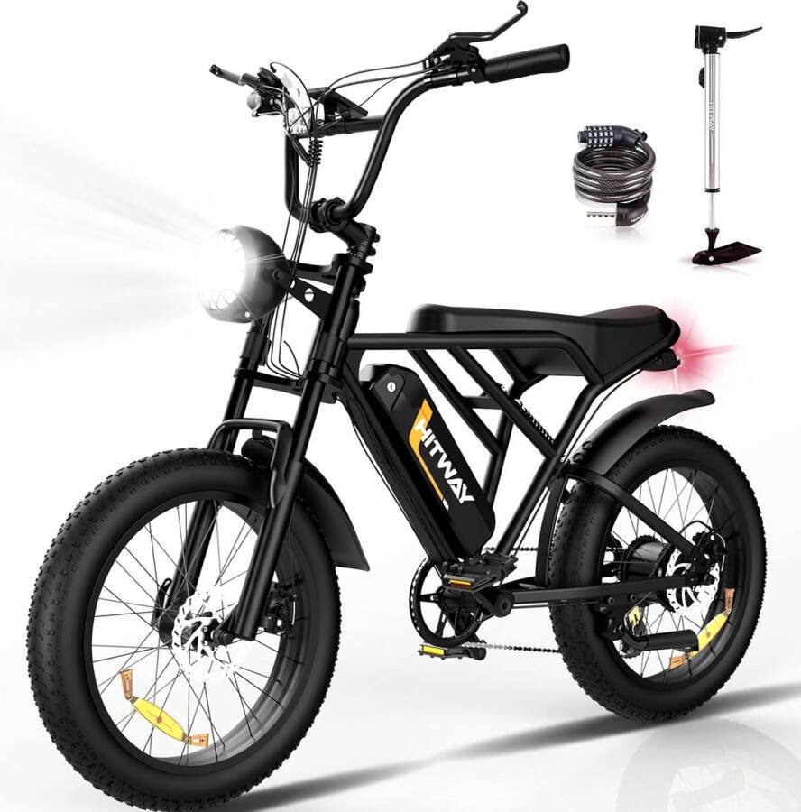 Hitway Elektrische Fiets BK29 20*4.0 Inch Fatbike Mountain Snow EBike met Afneembare 48V 15Ah Lithium Batterij City Commuter E-Bike met 250W Motor 7 Versnellingen IP54 Waterdicht