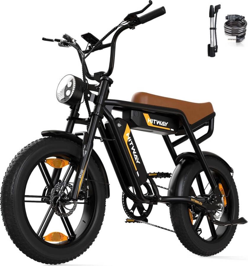 Hitway Elektrische Fiets BK29S 20*4.0 Inch Fatbike Twee Afneembare 48V 13Ah Lithium Batterij Mountain Snow EBike met IP54 Waterdicht City Commuter E-Bike met 250W Motor 7 Versnellingen