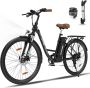 Hitway Elektrische Fiets BK31 Trendy 28 Inch City Commuter EBike met Afneembare 36V 13Ah Lithium Batterij Damesfiets E-Bike met 250W Motor 7 Versnellingen IP54 Waterdicht - Thumbnail 1