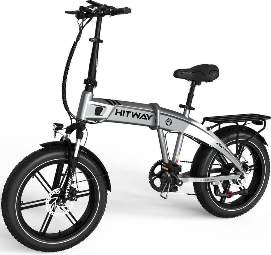 Hitway Elektrische Fiets BK36 20*4.0 Inch Fat Tire City Commuter EBike met Afneembare 48V 10.4Ah Lithium Batterij Opvouwbaar Mountain E-Bike met 250W Motor 7 Versnellingen IP54 Waterdicht