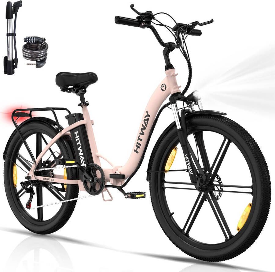 Hitway Elektrische Fiets BK37 26 Inch City Commuter EBike met Afneembare 36V 10.4Ah Lithium Batterij Opvouwbaar Mountain E-Bike met 250W Motor 7 Versnellingen IP54 Waterdicht