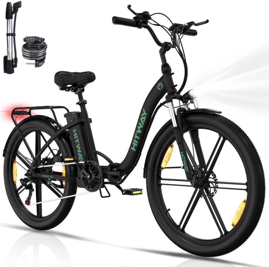 Hitway Elektrische Fiets BK37 26 Inch City Commuter EBike met Afneembare 36V 10.4Ah Lithium Batterij Opvouwbaar Mountain E-Bike met 250W Motor 7 Versnellingen IP54 Waterdicht