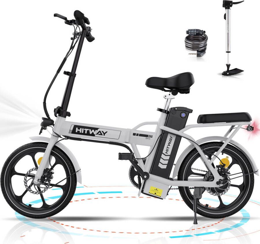 Hitway Elektrische Fiets BK5S 16 Inch City Commuter EBike met Afneembare 36V 10.4Ah Lithium Batterij Opvouwbaar E-Bike met 250W Motor IP54 Waterproof