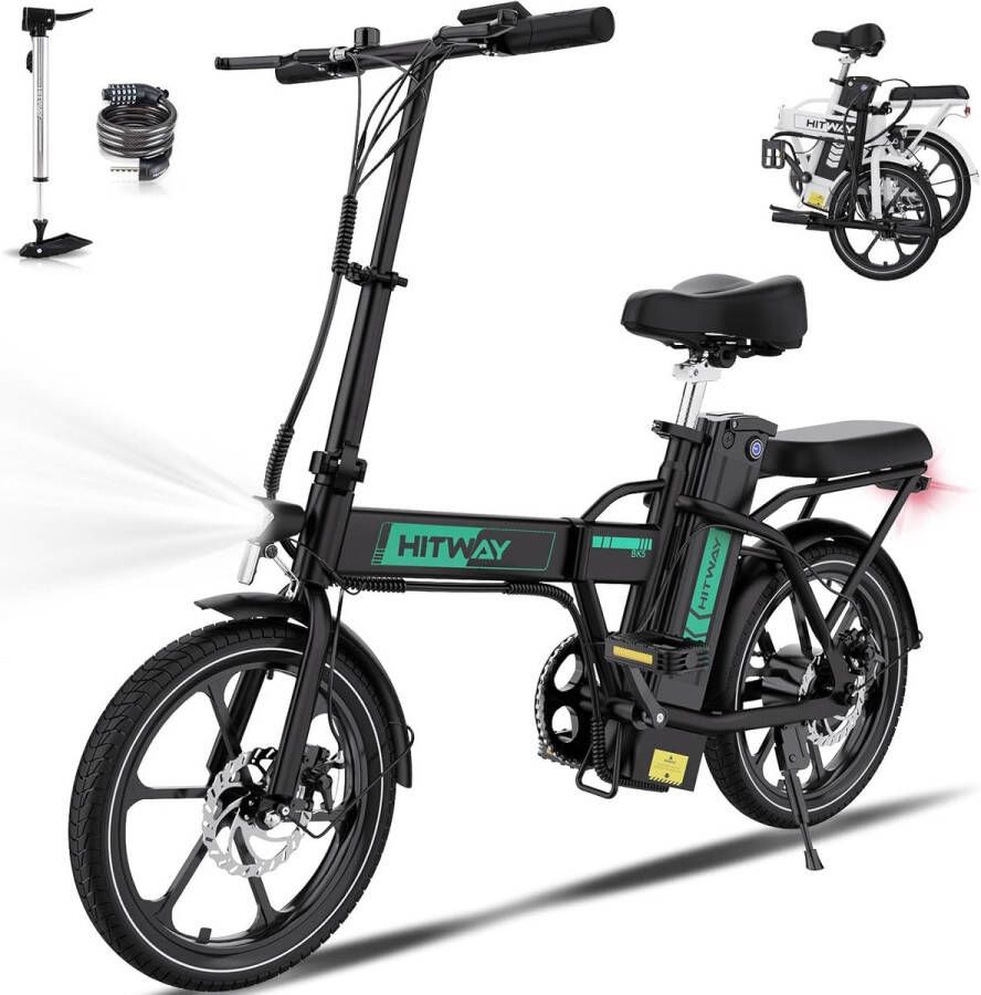 Hitway Elektrische Fiets BK5S Trendy 16 Inch City Commuter EBike met Afneembare 36V 10.4Ah Lithium Batterij Opvouwbaar E-Bike met 250W Motor IP54 Waterproof