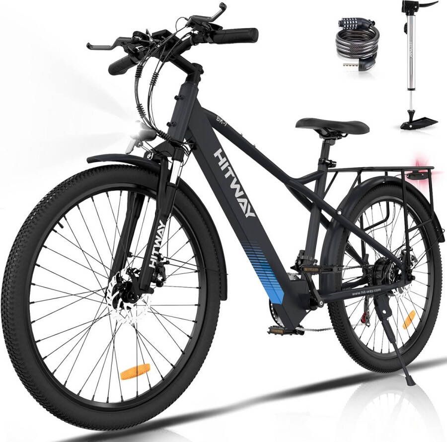 Hitway Elektrische Fiets BK7 Trendy 26 Inch City Commuter EBike met Afneembare 36V 12Ah Lithium Batterij Mountain E-Bike met 250W Motor 21 Versnellingen IP54 Waterdicht