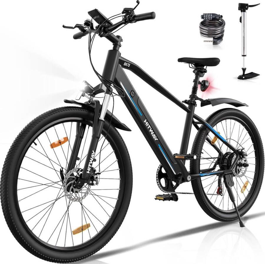 Hitway Elektrische Fiets BK7S Electric Mountain Bike Off-Road E-bike 250W Motor 12 Ah Zwart