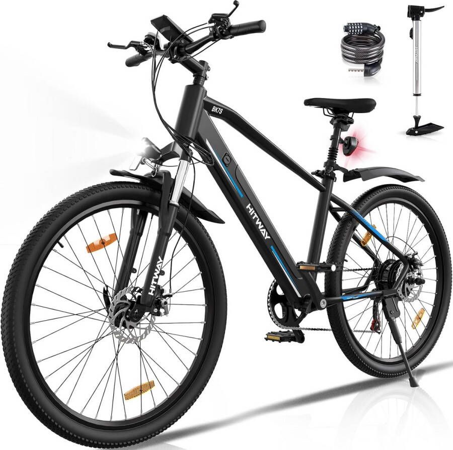 Hitway Elektrische Fiets BK7S Trendy 26Inch Mountain EBike met Afneembare 36V 12Ah Lithium Batterij City Commuter E-Bike met 250W Motor 7 Versnellingen IP54 Waterdicht