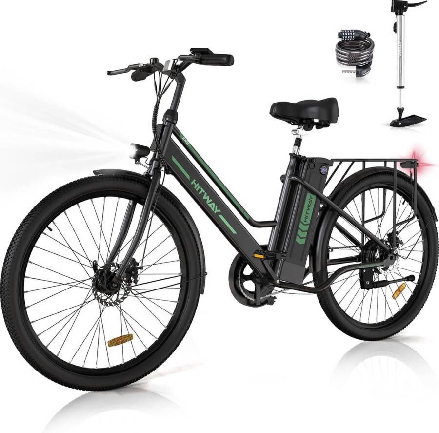 Hitway Elektrische Fiets BK8S 26 Inch City Commuter EBike met Afneembare Lithium Batterij E-Bike met 250W Motor Damesfiets IP54 Waterdicht