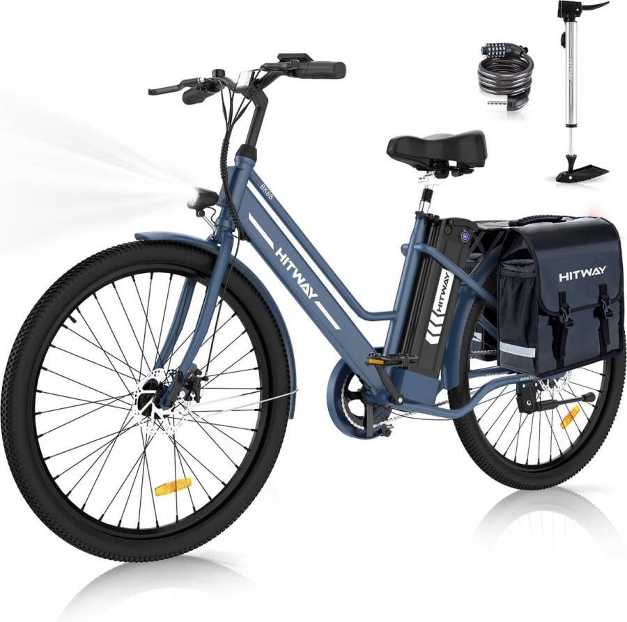 Hitway Elektrische Fiets BK8S 26 Inch City Commuter EBike met Afneembare Lithium Batterij E-Bike met 250W Motor Damesfiets IP54 Waterdicht Met fietstas