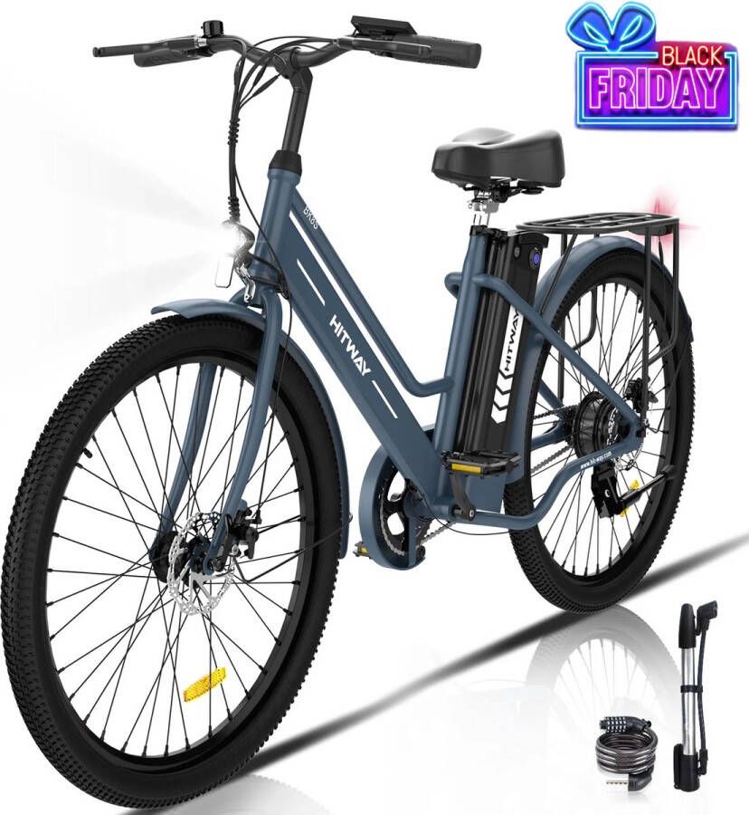 Hitway Elektrische fiets E-BIKE 26 inch 250 W motor Tot 35-70 km Blauw