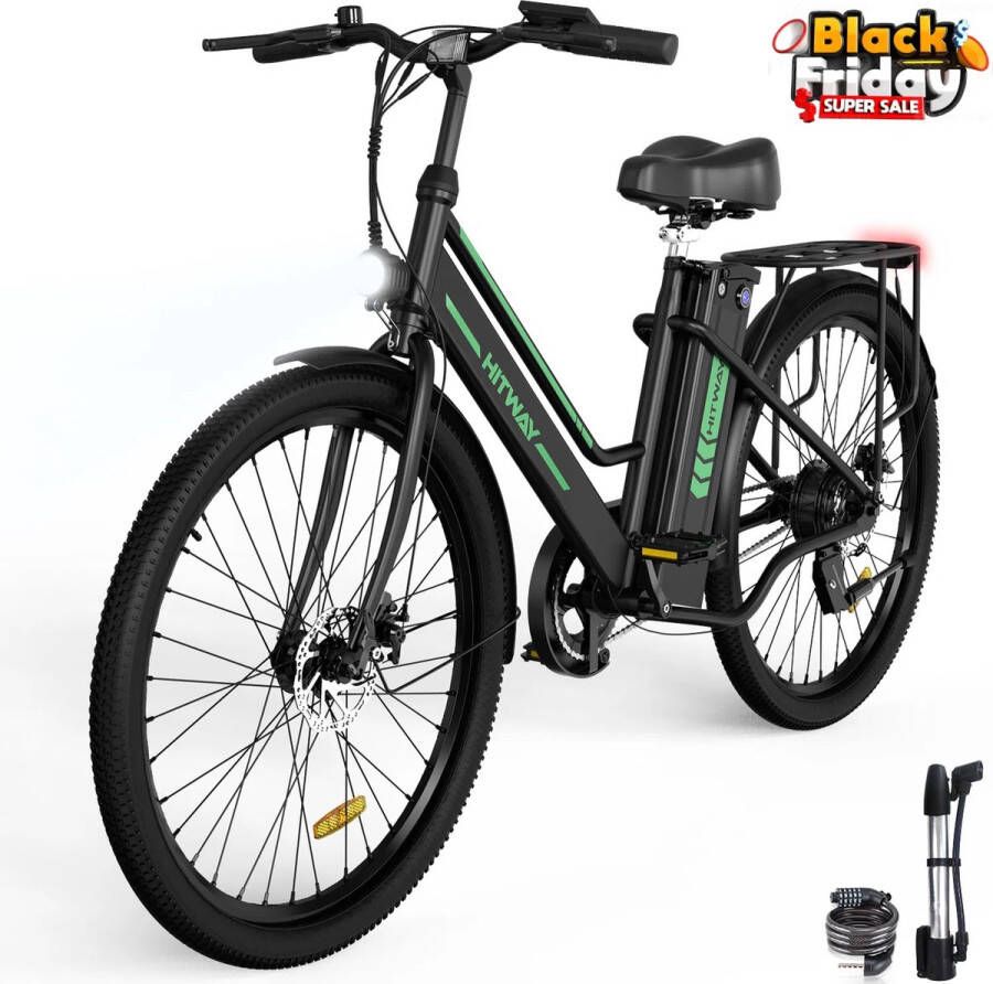 Hitway Elektrische fiets E-BIKE 26 inch 250 W motor Tot 35-70 km zwart