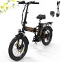 Hitway Elektrische Fiets E-Bike Opvouwbaar 20 Inch City Commuter EBike-7 Versnellingen IP54 Waterdicht Geel - Thumbnail 2