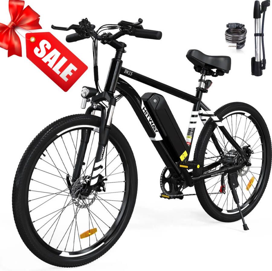 Hitway Elektrische Fiets BK15 26 inch E-Bike 250W&36V verwijderbare lithiumbatterij 7-versnellingen Elektrische mountainbike Zwart