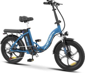 Hitway Elektrische Fiets Opvouwbare E-bike 20 Inch Fatbike 250W Motor Blauw