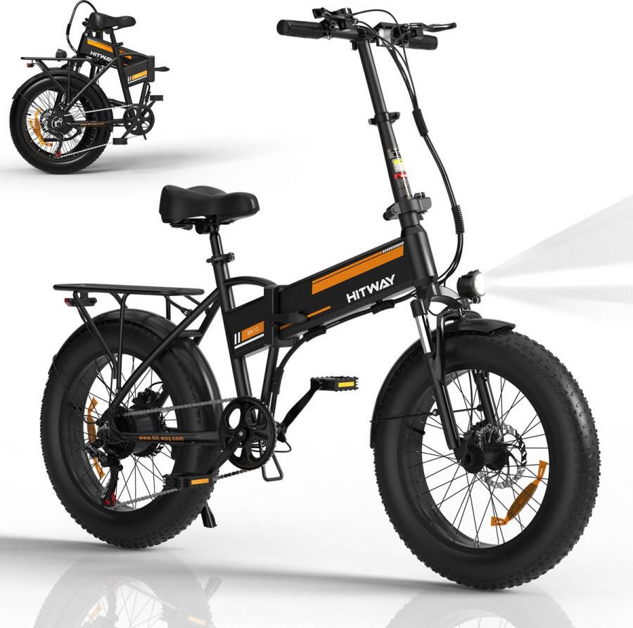 Hitway Fatbike – E-Fatbike – Opvouwbare Fatbike – Elektrische Fiets – Elektrische Fatbike 20 * 4.0 12Ah 36V Zwart