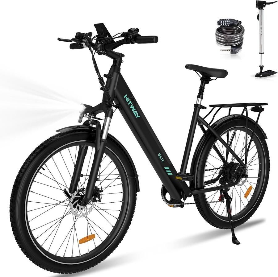 Hitway Elektrische Fiets BK36 Trendy 20*4.0 Inch Fat Tire City Commuter EBike met Afneembare 48V 10.4Ah Lithium Batterij Opvouwbaar Mountain E-Bike met 250W Motor 7 Versnellingen IP54 Waterdicht