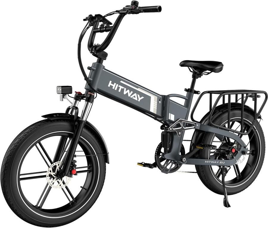 Hitway Elektrische Fiets BK6SL Trendy 20*3.0 Inch Fat Tire City Commuter EBike met Afneembare 36V 13Ah Lithium Batterij Opvouwbaar Mountain E-Bike met 250W Motor 7 Versnellingen IP54 Waterdicht