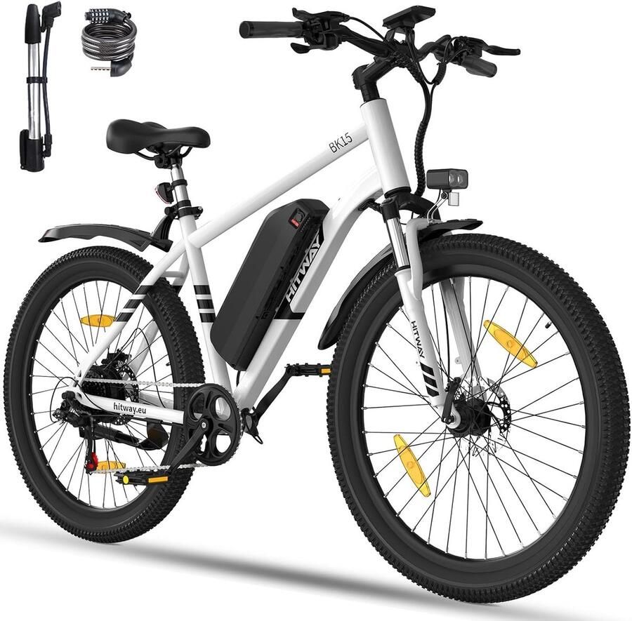 Hitway Elektrische Fiets BK15 Pro 27.5 Inch City Commuter EBike met Afneembare 36V 13Ah Lithium Batterij Mountain E-Bike met 250W Motor 7 Versnellingen IP54 Waterdicht Elektrische Fietsen