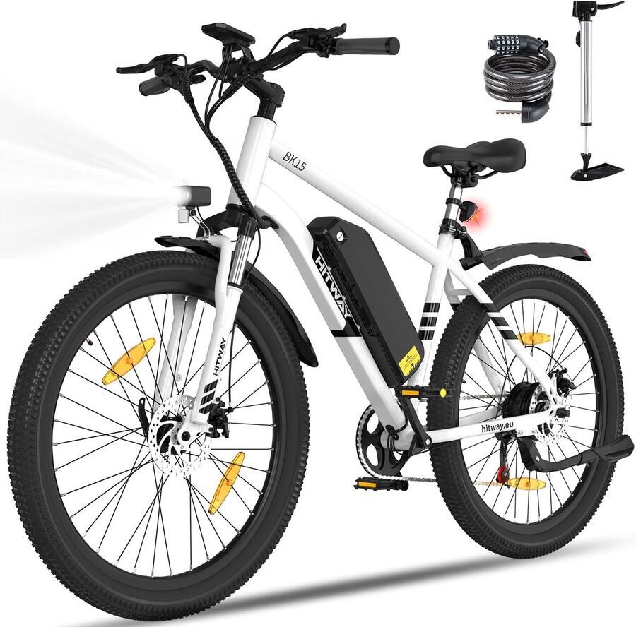Hitway Elektrische Fiets BK15 Pro 27.5 Inch City Commuter EBike met Afneembare 36V 13Ah Lithium Batterij Mountain E-Bike met 250W Motor 7 Versnellingen IP54 Waterdicht Elektrische Fietsen
