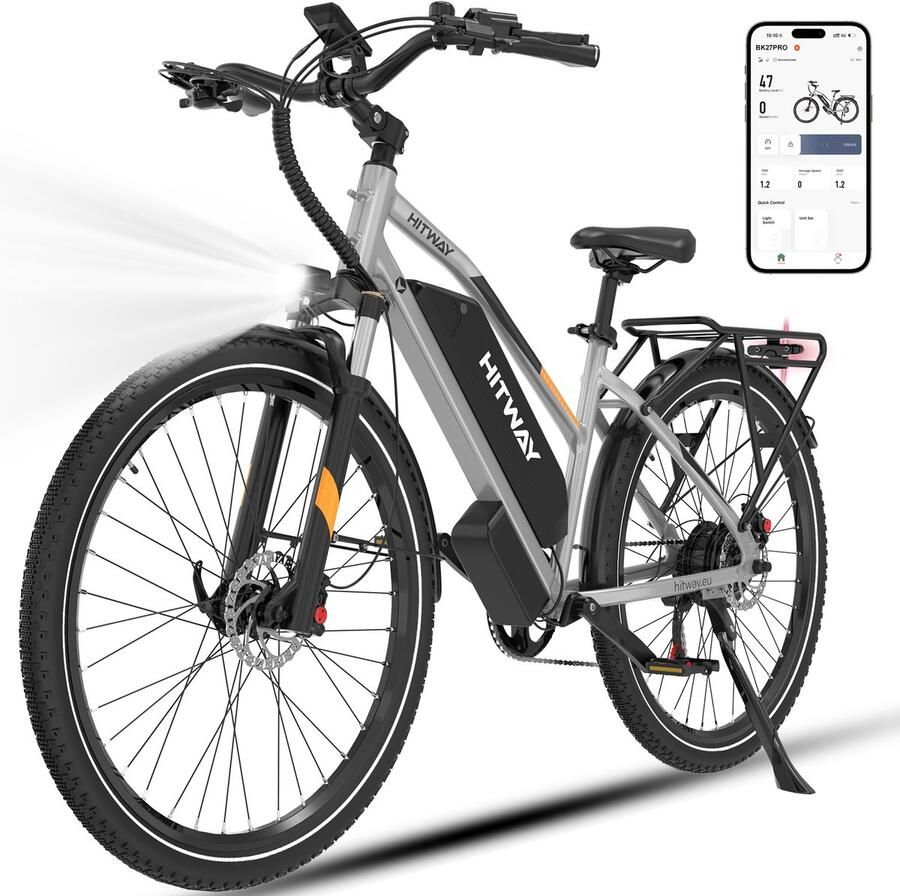 Evercross Elektrische Fiets EK28 28 Inch City Commuter EBike met Afneembare 36V 12Ah Lithium Batterij Mountain E-Bike met 250W Motor 7 Versnellingen IP54 Waterdicht