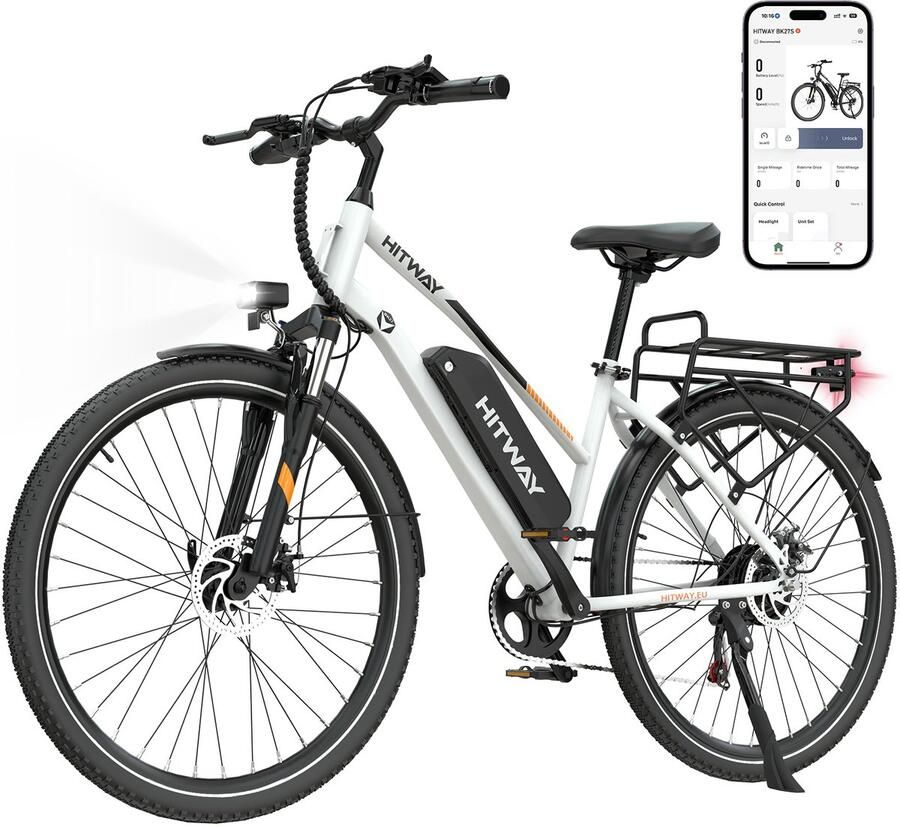 Hitway Elektrische Fiets BK27S 28 Inch City Commuter EBike met Afneembare 36V 13Ah Lithium Batterij Damesfiets E-Bike met 250W Motor 7 Versnellingen APP Bediening