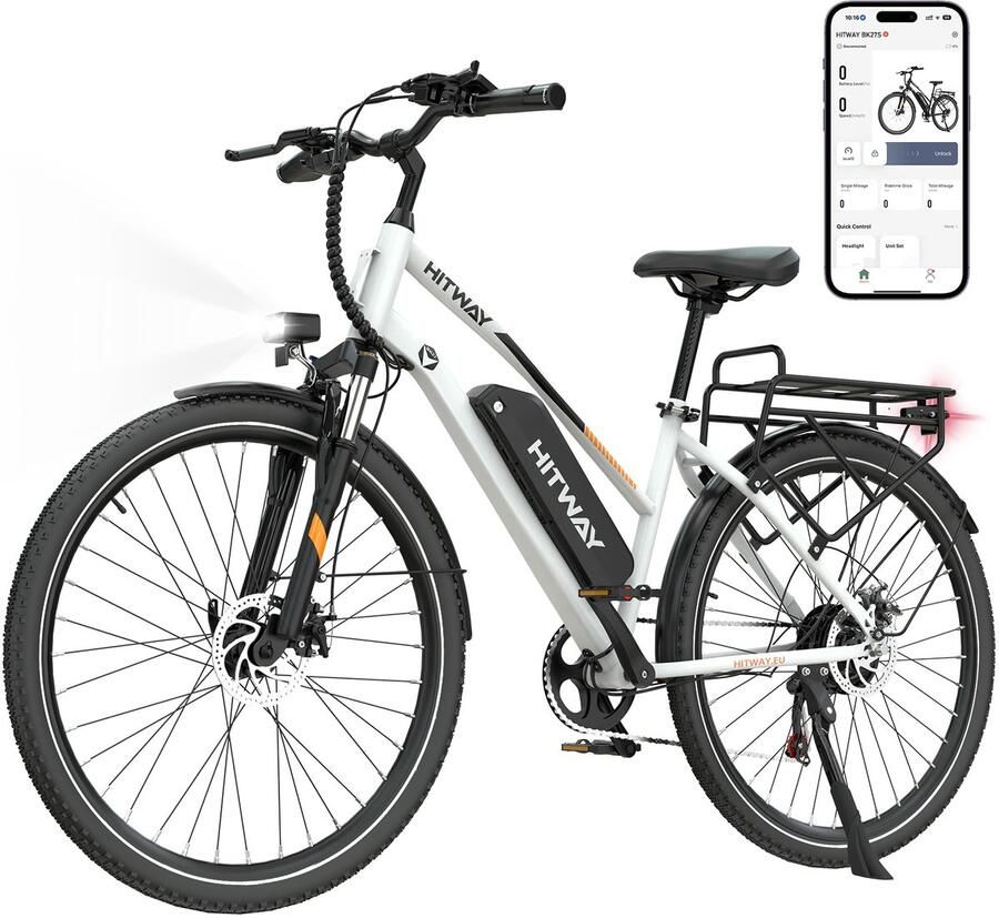 Hitway Elektrische Fiets BK27S Trendy 28 Inch City Commuter EBike met Afneembare 36V 13Ah Lithium Batterij Damesfiets E-Bike met 250W Motor 7 Versnellingen IP54 Waterdicht