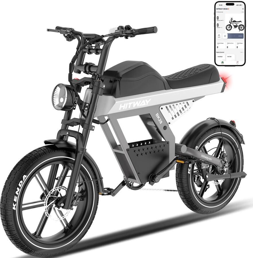 Hitway Elektrische Fiets BK28 20*4.5 Inch Fat Tire City Commuter EBike met Afneembare 48V 25 Ah Lithium Batterij Mountain E-Bike met 250W Motor 7 Versnellingen APP Bediening