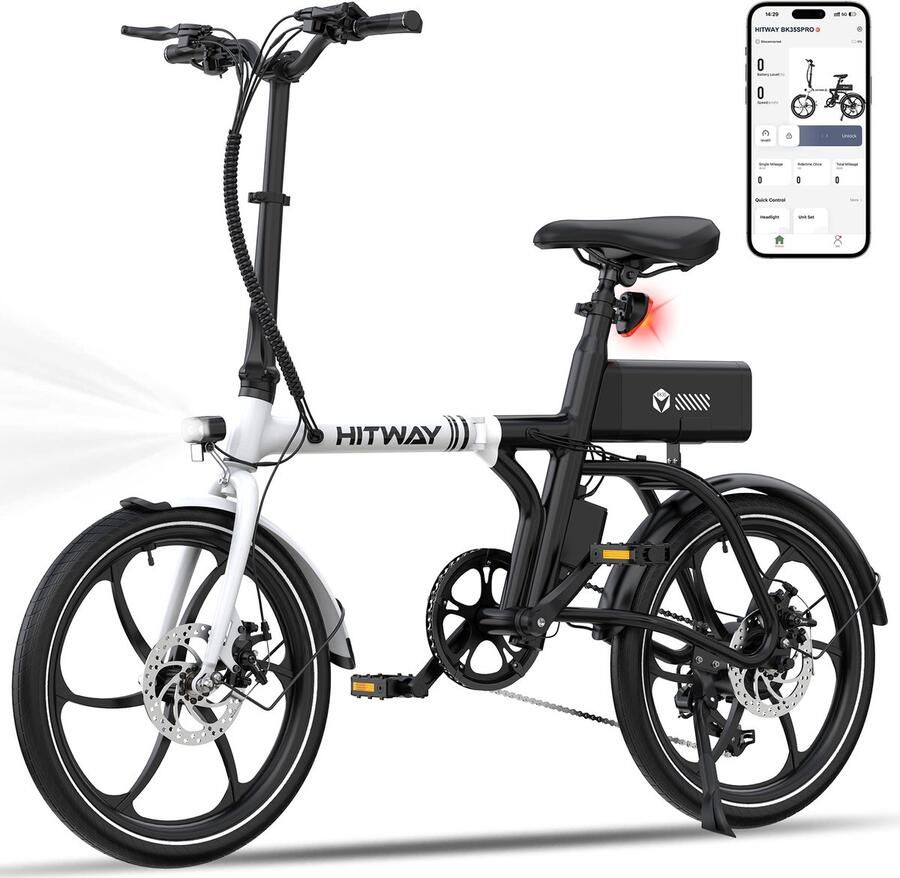 Hitway Elektrische Fiets BK6SL1 Trendy 20*3.0 Inch Fat Tire City Commuter EBike met Afneembare 36V 15.6 Ah Lithium Batterij Opvouwbaar Mountain E-Bike met 250W Motor 7 Versnellingen IP54 Waterdicht