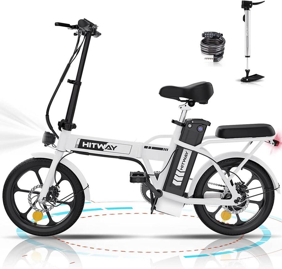 Hitway Elektrische Fiets Voor Volwassenen | Ebikes fietsen Stadsfiets | 250W 36V motor | 7 VERSNELLINGSSYSTEE | 26 inch Wit