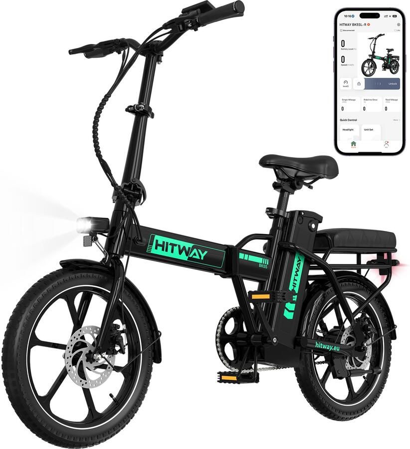 Hitway ELEKGO Elektrische Fiets EG11 Trendy 20*3.0 Inch Fat Tire City Commuter EBike met Afneembare 36V 12Ah Lithium Batterij Opvouwbaar Mountain E-Bike met 250W Motor 7 Versnellingen IP54 Waterdicht - Foto 2