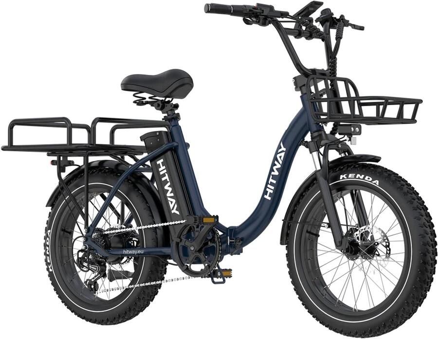 Hitway Elektrische Fiets BK6S Plus 20*4.0 Inch Fat Tire City Commuter EBike met Afneembare 48V 27 Ah Lithium Batterij Opvouwbaar Mountain E-Bike met 250W Motor 7 Versnellingen IP54 Waterdicht