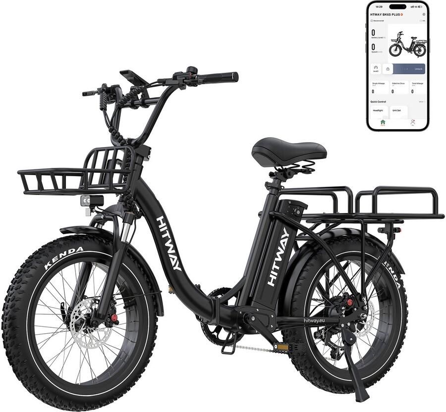 Hitway Elektrische Fiets BK10SP Trendy 20*4.0 Inch Fat Tire City Commuter EBike met Afneembare 48V 13Ah Lithium Batterij Opvouwbaar Mountain E-Bike met 250W Motor 7 Versnellingen IP54 Waterdicht - Foto 2
