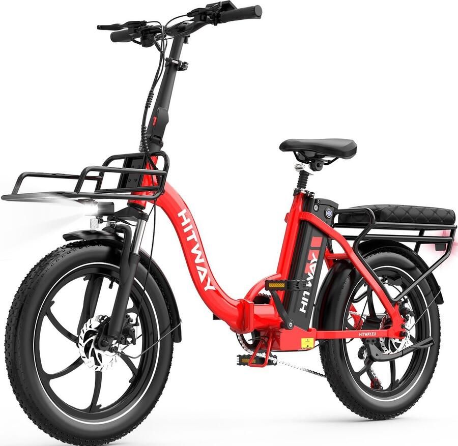 Hitway Elektrische Fiets BK6SL1 20*3.0 Inch Fat Tire City Commuter EBike met Afneembare 36V 15.6 Ah Lithium Batterij Opvouwbaar Mountain E-Bike met 250W Motor APP Bediening 7 Versnellingen IP54 Waterdicht